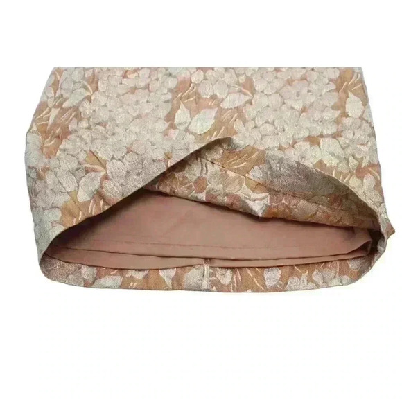 NWT Talbots Size Petite 4 Peach Gold Metallic Party Brocade Pencil Skirt - Picture 3 of 9
